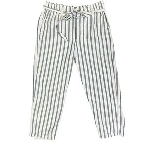 American‎ Eagle Outfitters Womens Striped Linen Blend Cropped Pants Size L